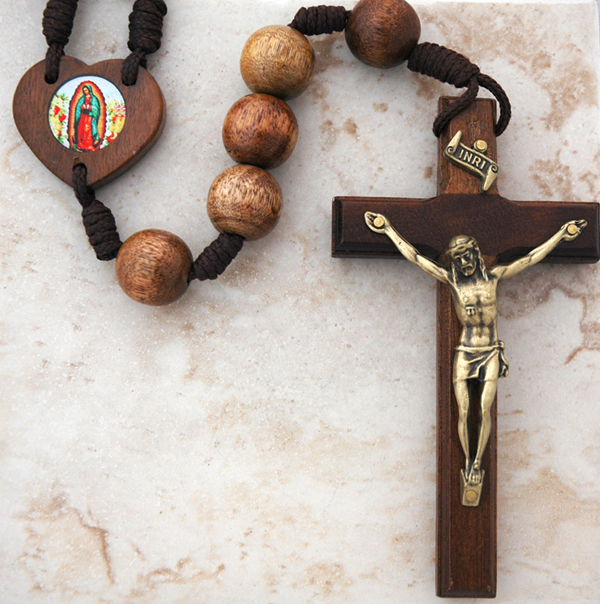 BA7102 - Brazilian Wood Wall Rosary with Picture, Assorted Subjects