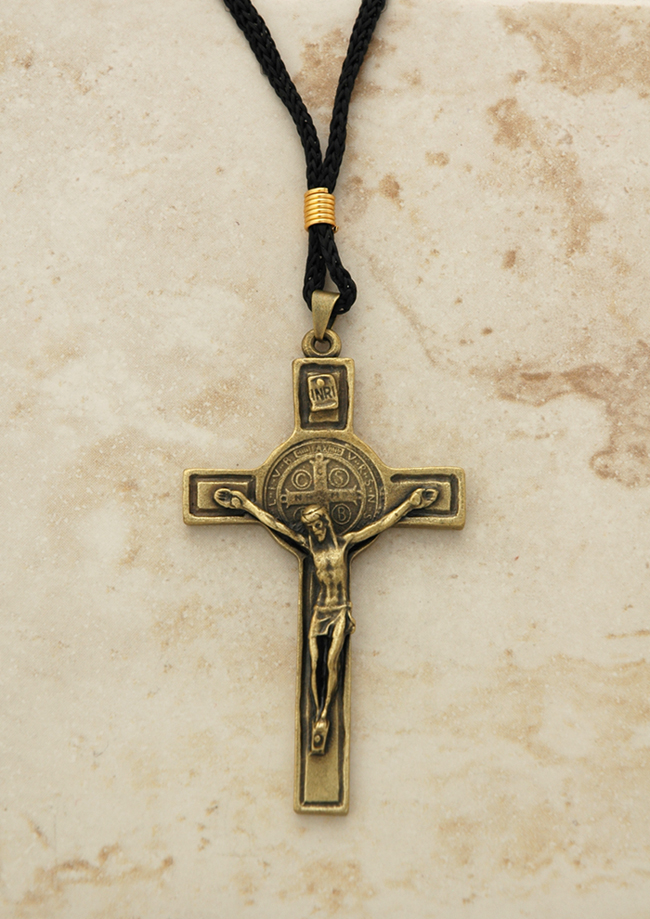 BA8140 - Brazilian Metal St. Benedict, Gold on Cord