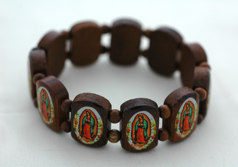 BP05GD - Brazilian Wood Bracelet, Our Lady of Guadalupe BP05GD - Brazilian Wood Bracelet, Our Lady of Guadalupe