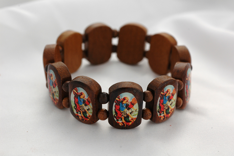 BP05M - Brazilian Wood Bracelet, St. Michael