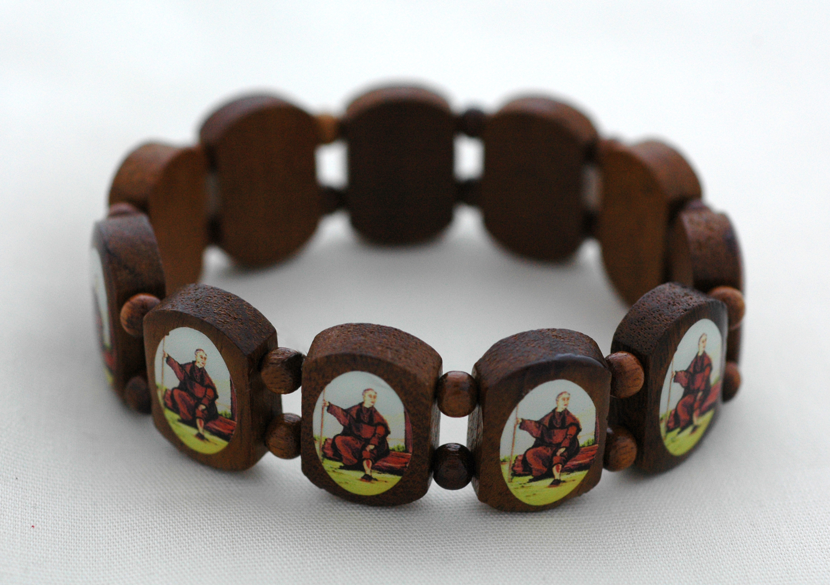 BP05P - Brazilian Wood Bracelet, St. Peregrine