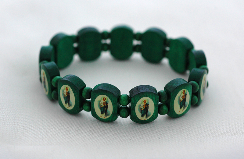 BP06JG - Brazilian Wood Bracelet, Green, St. Jude