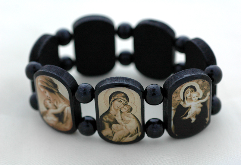 BP7BKS - Brazilian Wood Bracelet, Black, Sepia Madonnas