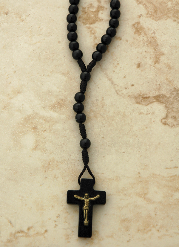 BTE01BKC - Brazilian Rosary Necklace, Black Wood with Clasp