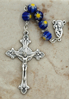 DR120DB - Italian Murano Glass Rosary, Dark Blue