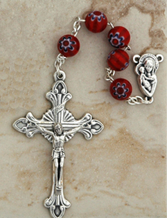 DR120R - Italian Murano Glass Rosary, Red