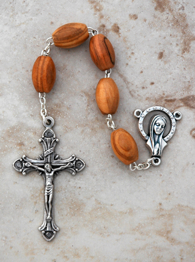 DR50 - Italian Olive Wood Rosary, Extra Large 1/2 in. Beads
