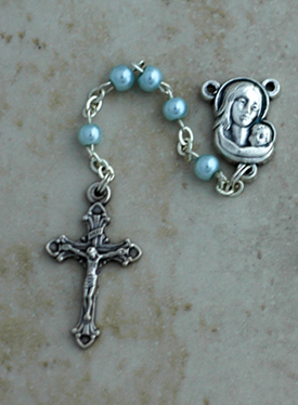 DR76B - Italian Pearl Rosary, Blue