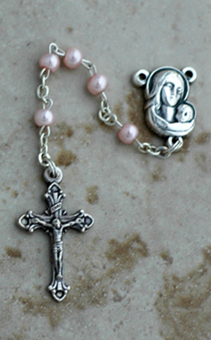 DR76P - Italian Pearl Rosary, Pink DR76P - Italian Pearl Rosary, Pink