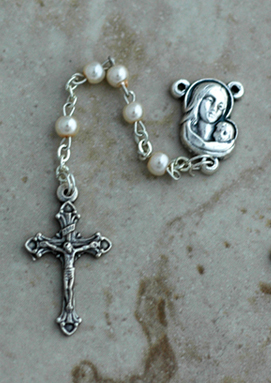 DR76W - Italian Pearl Rosary, White