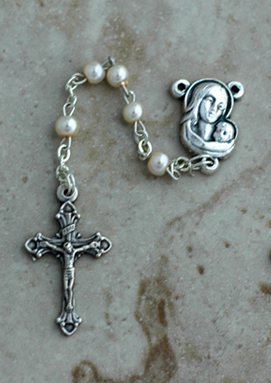 DR76W - Italian Pearl Rosary, White DR76W - Italian Pearl Rosary, White