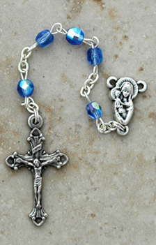 DR81B - Italian Cut Glass Rosary, Blue