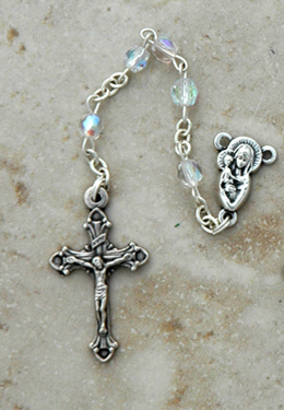 DR81W - Italian Cut Glass Rosary, Clear