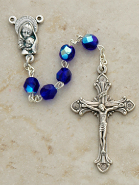 DR83B - Italian Cut Glass Rosary, Blue DR83B - Italian Cut Glass Rosary, Blue