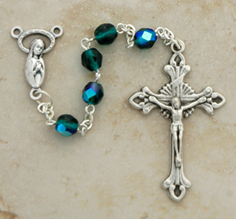 DR83G - Italian Cut Glass Rosary, Green