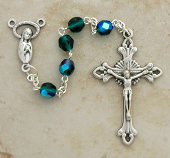 DR83G - Italian Cut Glass Rosary, Green DR83G - Italian Cut Glass Rosary, Green