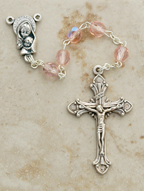 DR83P - Italian Cut Glass Rosary, Pink DR83P - Italian Cut Glass Rosary, Pink