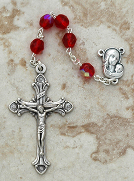 DR84R - Italian Cut Glass Rosary, Red