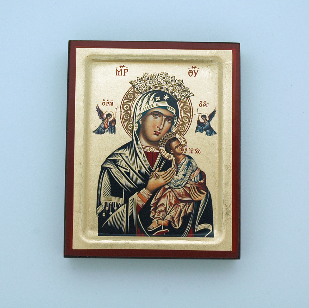 G0SF-PH - Greek Hand Painted Serigraph, Perpetual Help, 4x5 in.