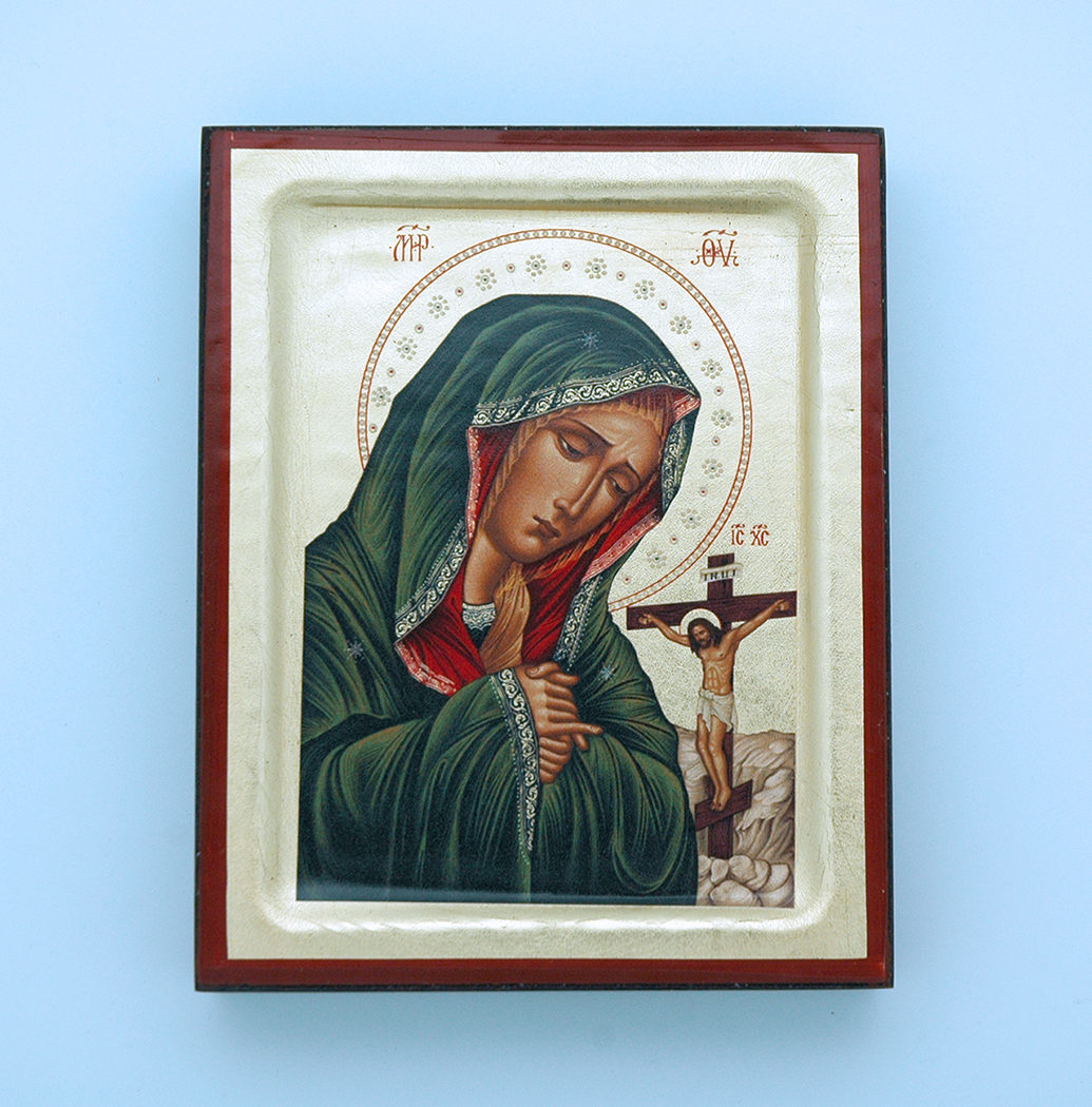 G0SF-SR - Greek Hand Painted Serigraph, Our Lady of Sorrows, 4x5 in.