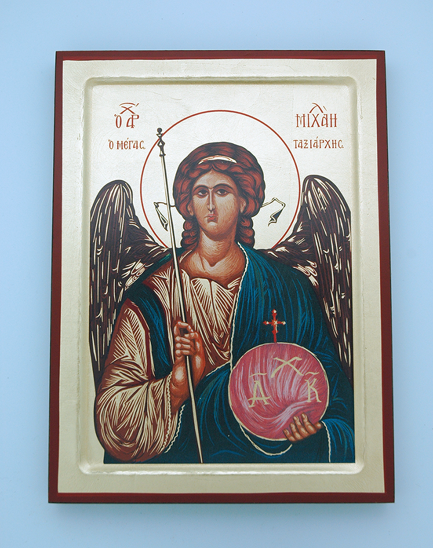 G2SF-M - Greek Hand Painted Serigraph, St. Michael, 7x9 in.