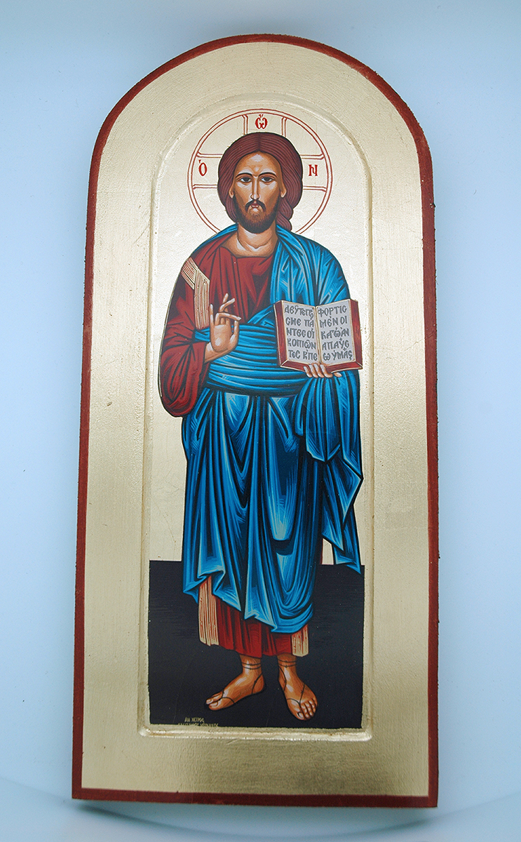 G2SOL-CT - Greek Icon, Hand Painted Serigraph, Jesus, 17x9 in.