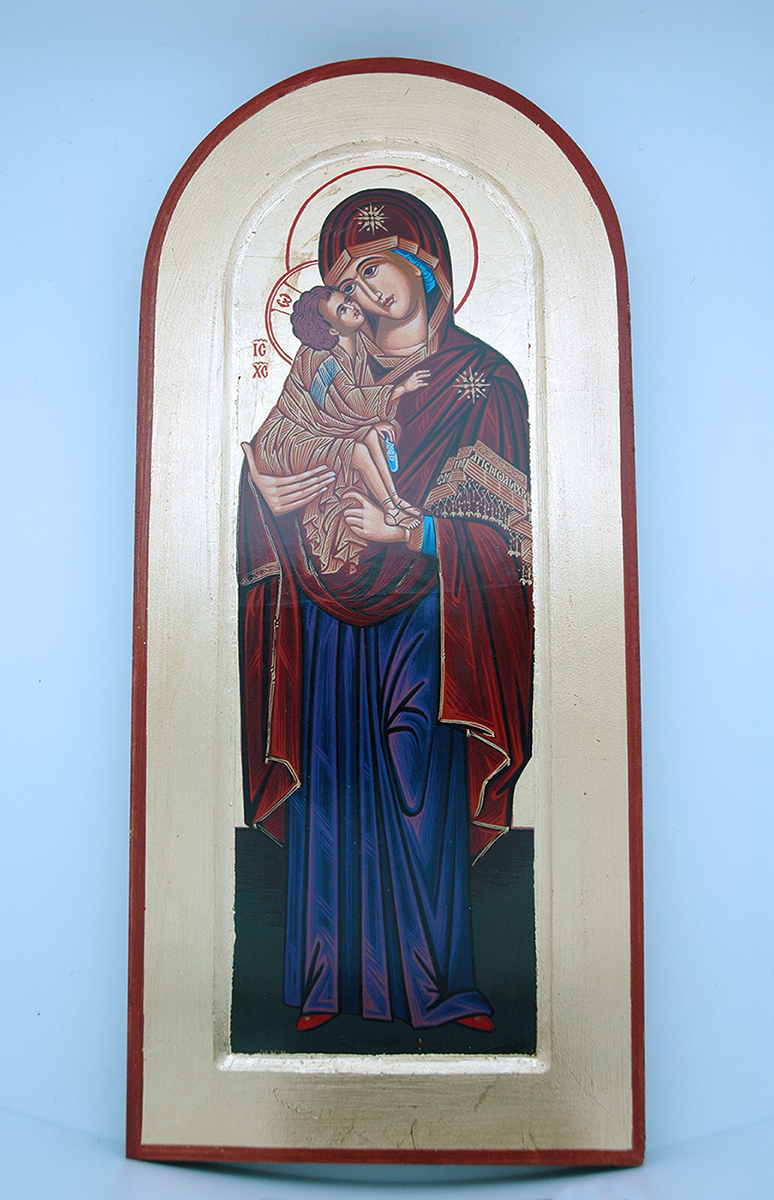 G2SOL-MDR - Greek Icon, Hand Painted Serigraph, Mary, 17x9 in.