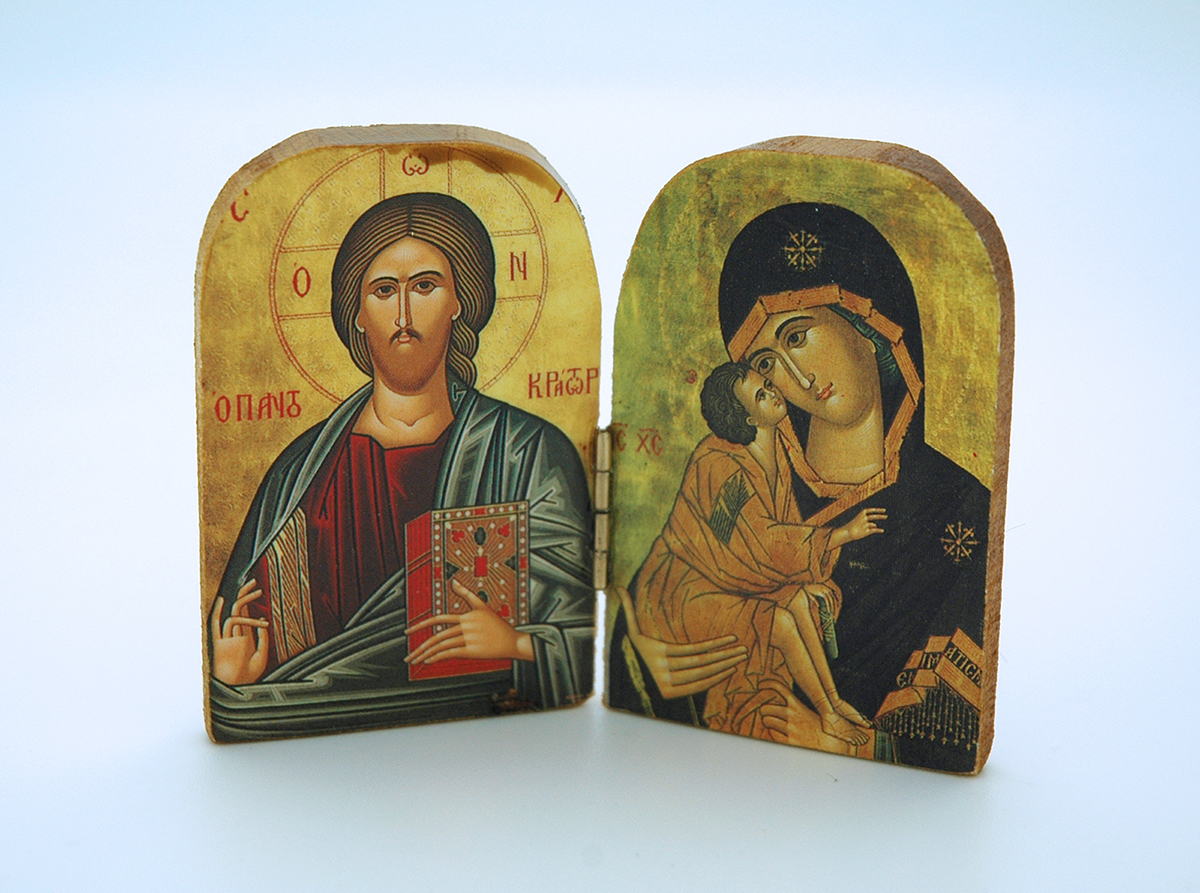 GA2 - Greek Icon, Medium Diptych, 3 in.