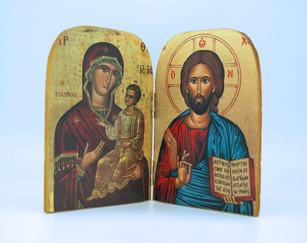GA3 - Greek Icon, Large Diptych, 5 1/2 in.