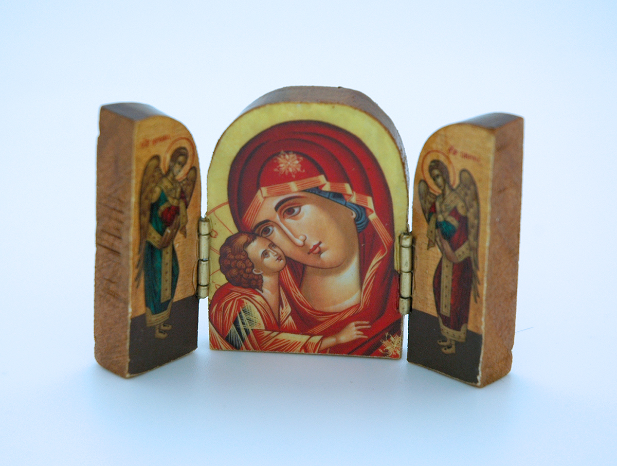 GB1 - Greek Icon, Small Triptych, 2 in.