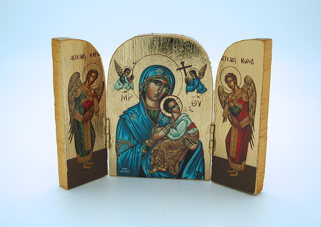 GB8G - Greek Icon, Large Triptych, 4 in.