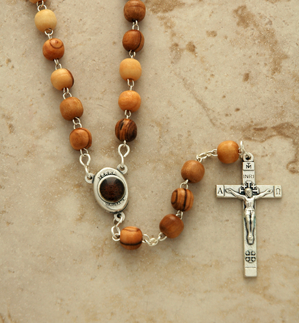 HLROWS - Olive Wood Rosary with Soil from Jerusalem