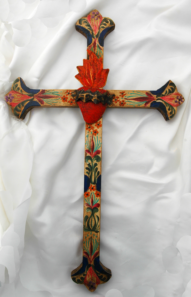 MXC13 - Mexican Hand Painted Cross, 20 in.