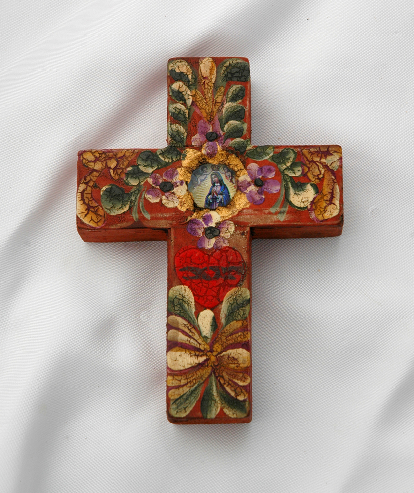 MXC19 - Mexican Hand Painted Cross, 4 in.