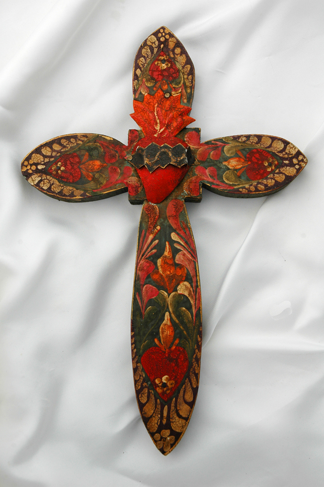 MXC5 - Mexican Hand Painted Cross, 11 1/2 in.