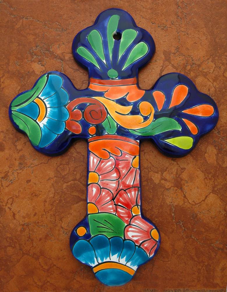 MXT4 - Ceramic Talavera Cross, 11 1/4 inches