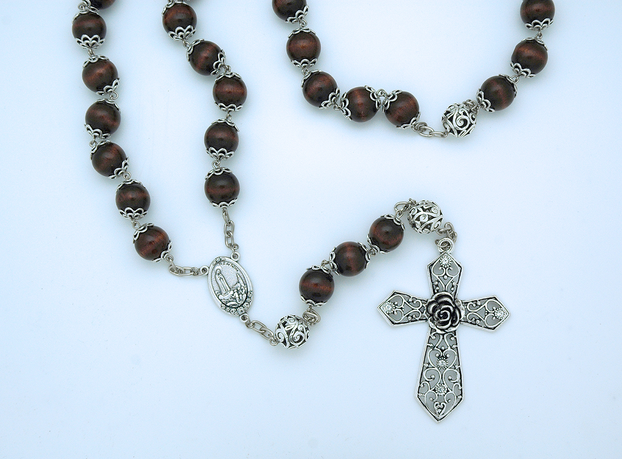 P21MP - Wood Wall Rosary with Caps, from Fatima, 18 mm. Beads
