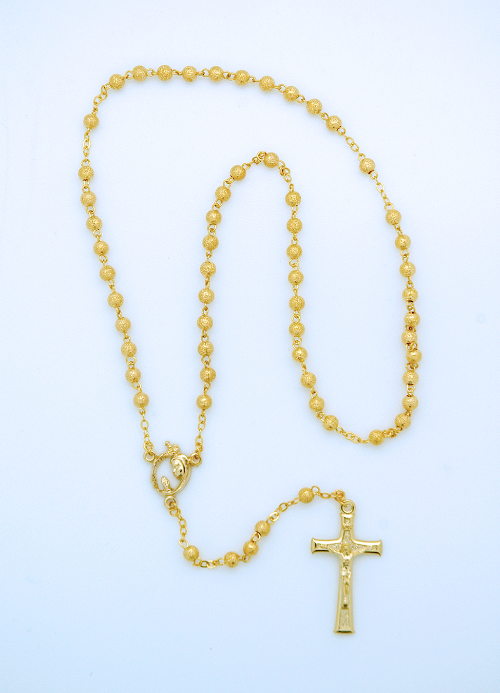 P984D - 4 mm. Gold Stardust Metal Rosary from Fatima