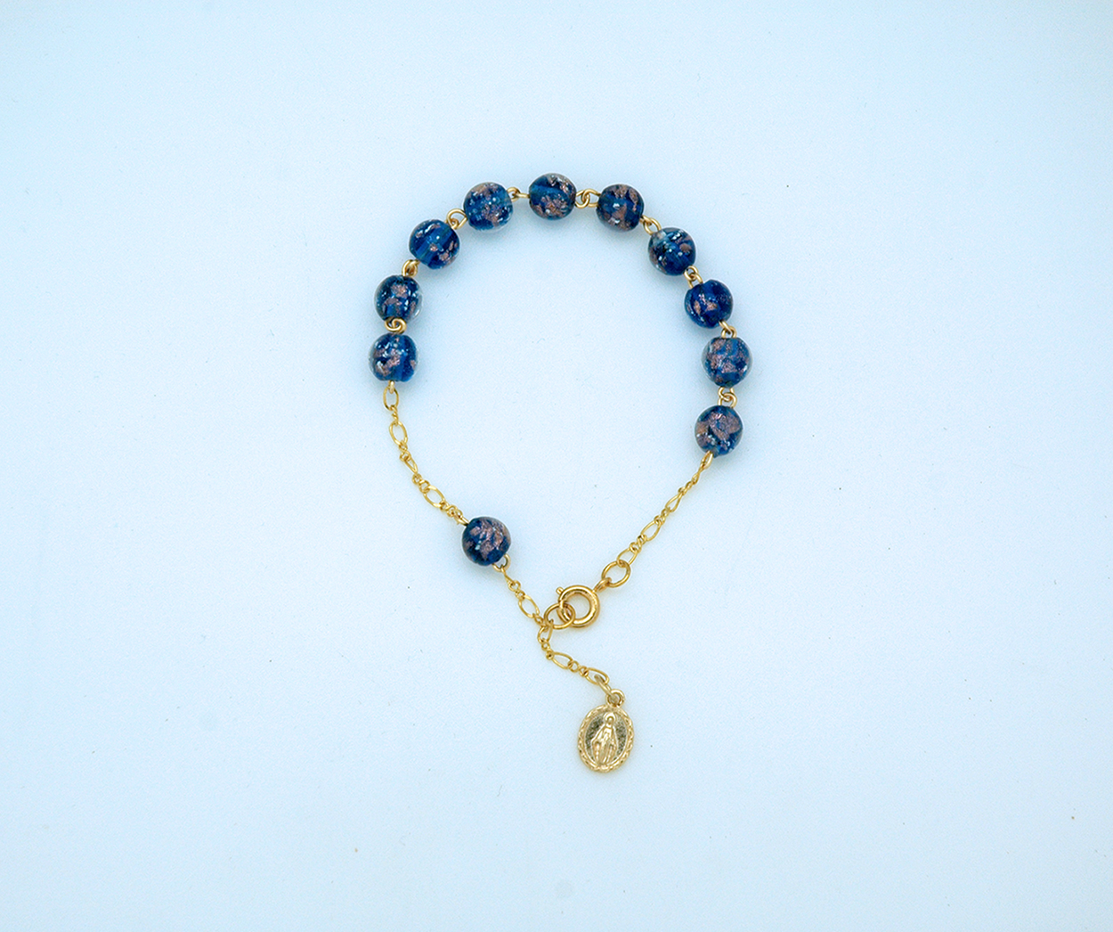 PMLB900B - Luminous Glass Rosary Bracelet from Fatima, Blue