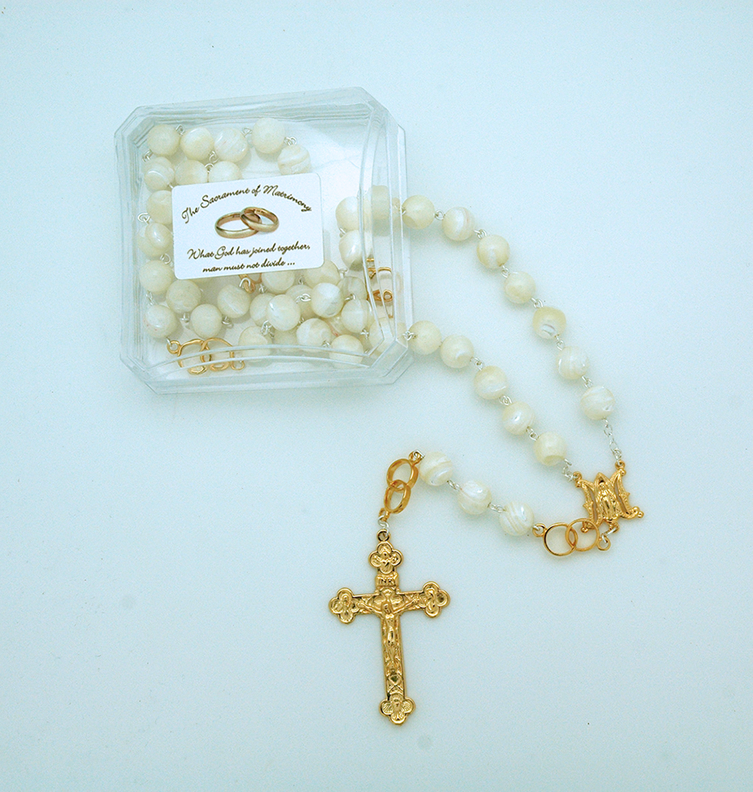PMT505 - 10 mm. Mother of Pearl Bride's Rosary from Fatima