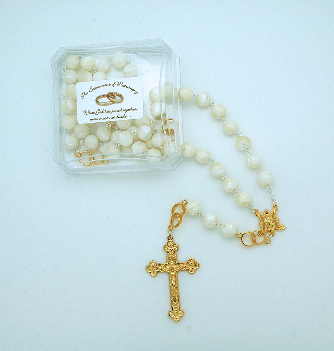 PMT505 - 10 mm. Mother of Pearl Bride's Rosary from Fatima