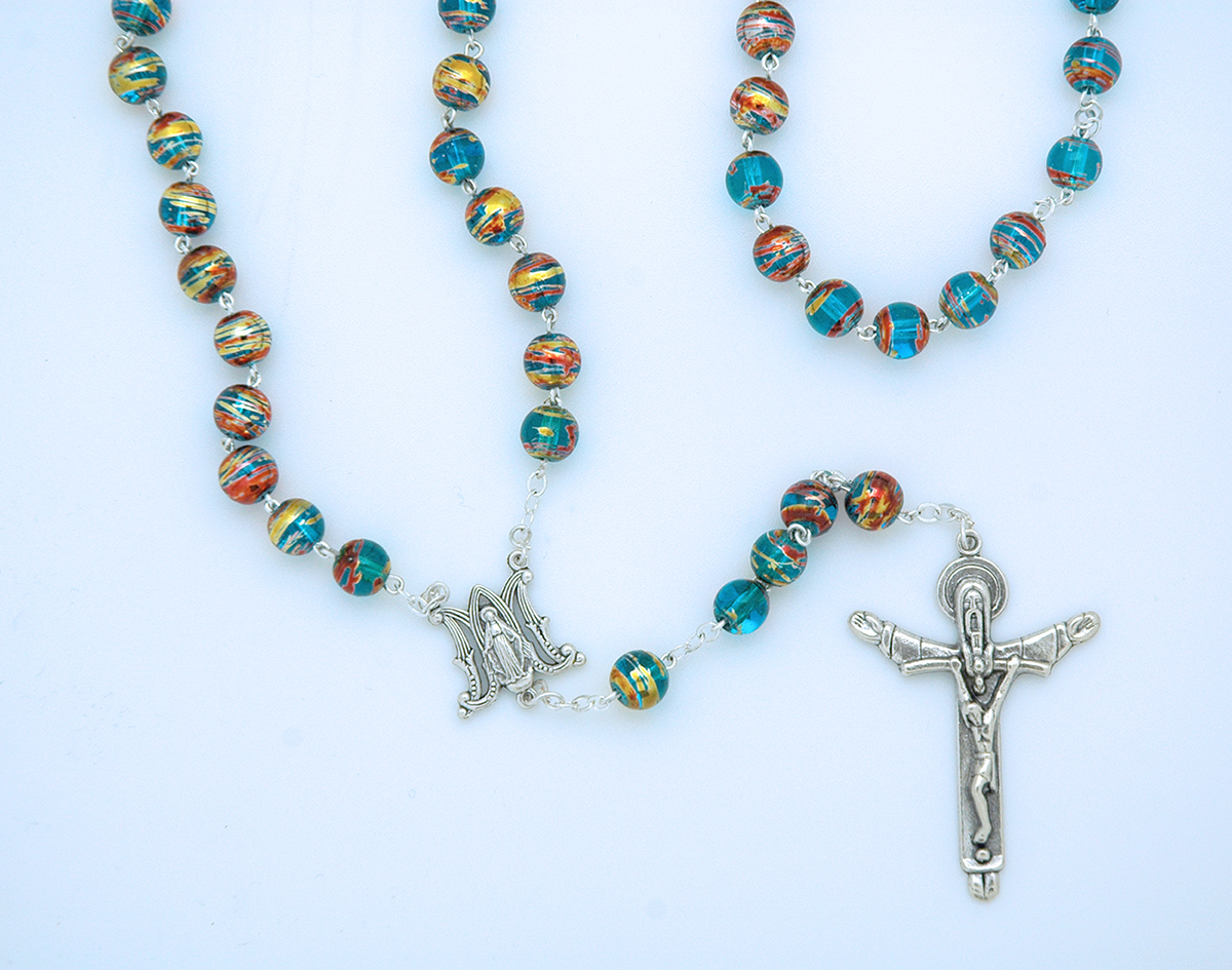 PVA17 - 8 mm. Multi-Colored Glass Rosary from Fatima