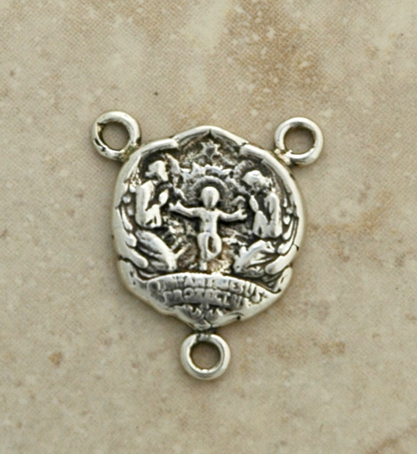 SS12 - Sterling Silver Center, Baby Jesus with Angels, 1 in.