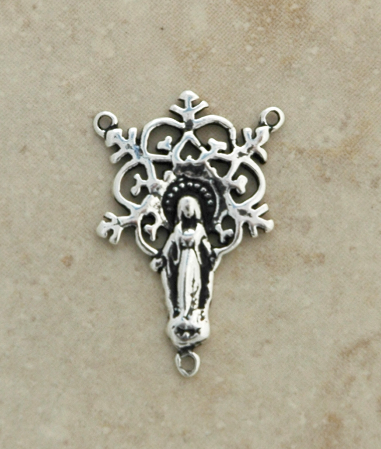 SS14 - Sterling Silver Center, Snowflake with Our Lady of Grace, 1 in.