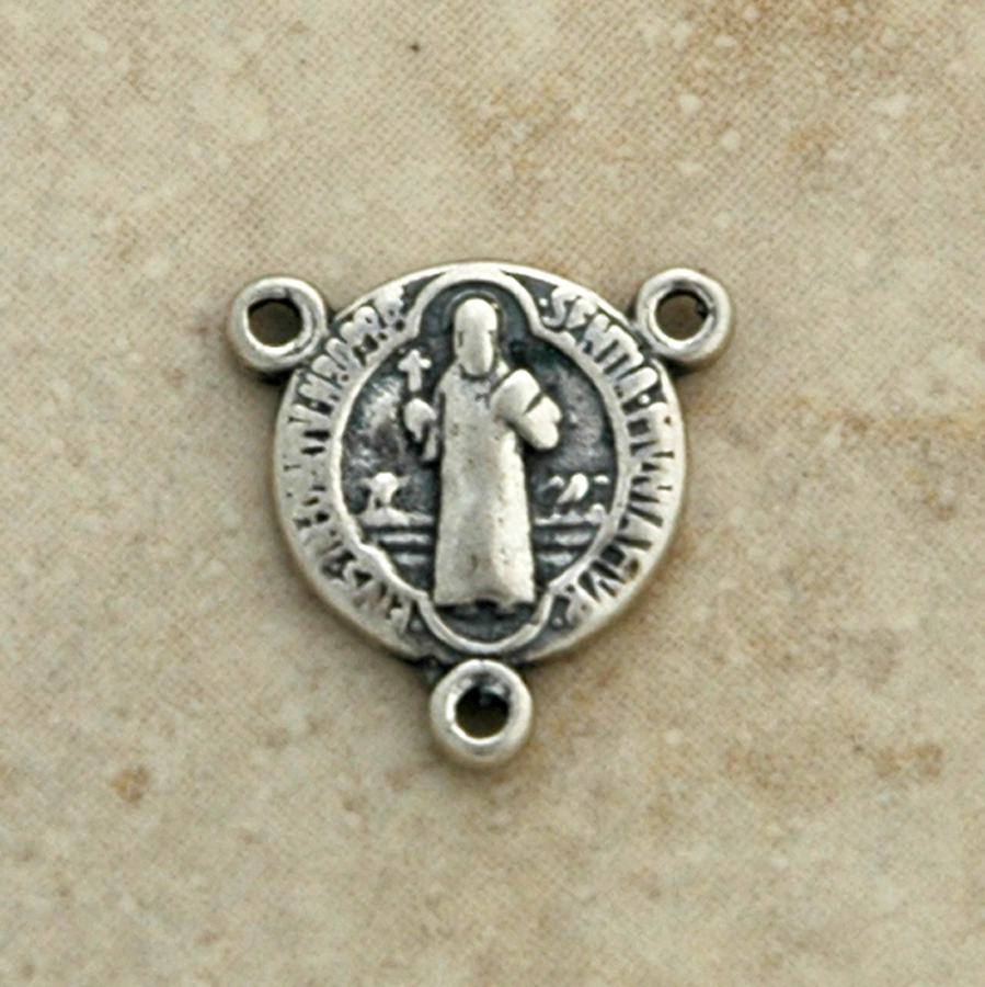 SS19 - Sterling Silver Center, St. Benedict Medal, 3/4 in.