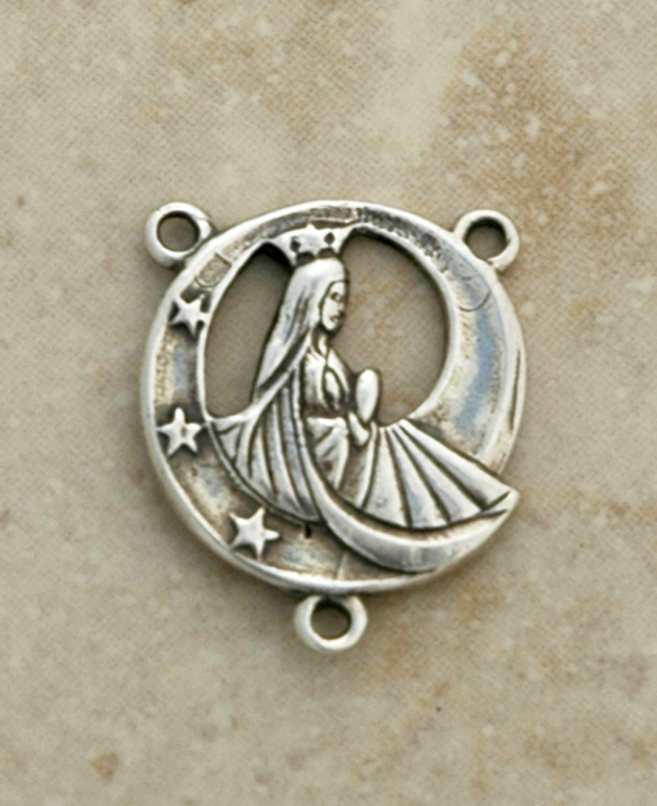 SS4 - Sterling Silver Center, Madonna/Sacred Heart, 3/4 in.
