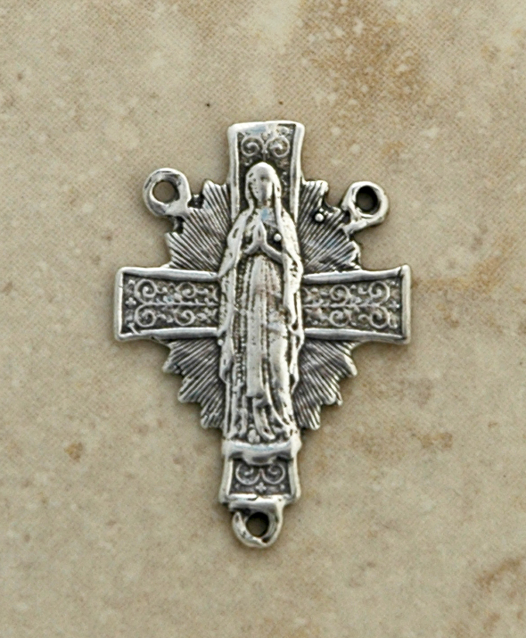 SS40 - Sterling Silver Center, Our Lady of Lourdes/Heart, 1 in.