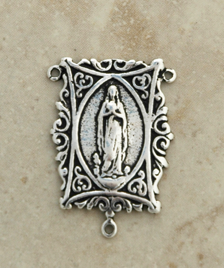 SS43 - Sterling Silver Center, Our Lady of Lourdes/Bernadette, 1 1/4 in.