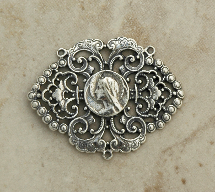 SS50 - Sterling Silver Center, Madonna, 1 1/2 in. x 2 in.