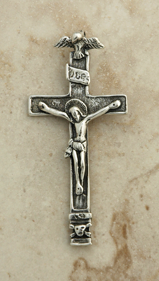SSC13 - Sterling Silver Crucifix, Russia, 19th Century, 2 3/4 in.